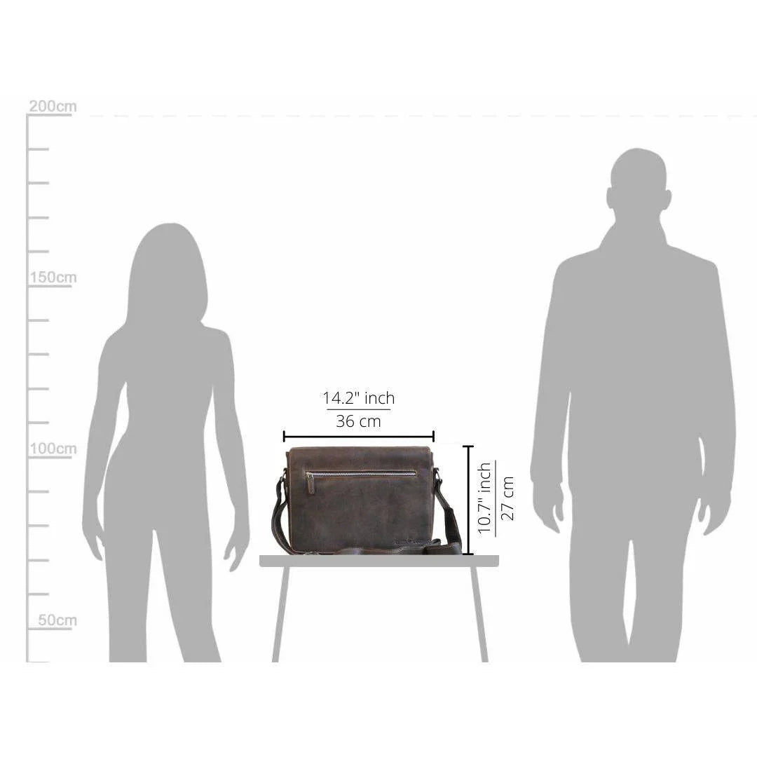Greenwood Leather Laptop Bag. Premium Waxed Pull-Up Leather Messenger Bag Boutique of Leathers/Open Road