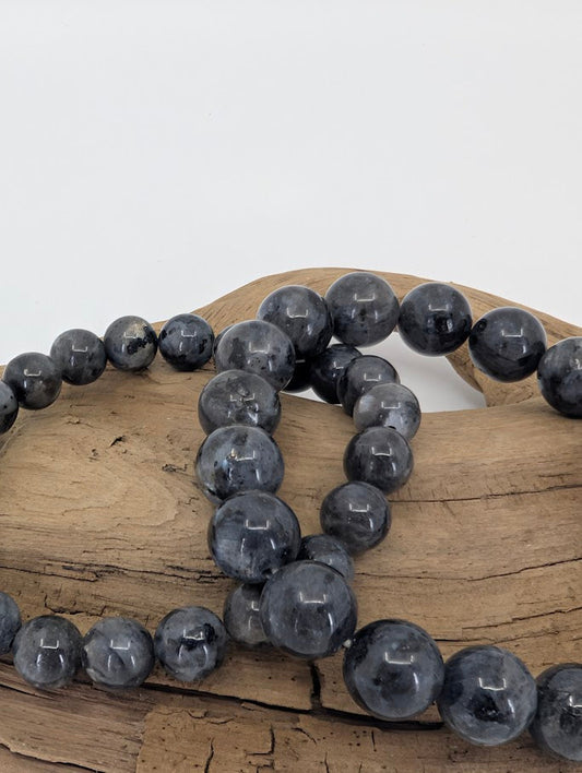 Larvikite Bracelet — 8mm & 10mm Round Beads
