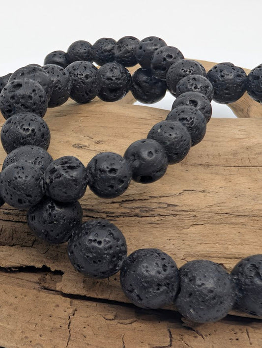 Lava Stone Bracelet — 6mm & 8mm Round Beads (Diffuser)