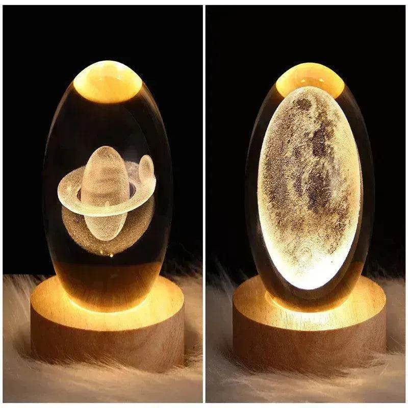 LED Night Light Galaxy Crystal Ball Table Lamp 3D Planet Moon Lamp Bedroom Home Decor For Kids Party Children Birthday Gifts - Velora