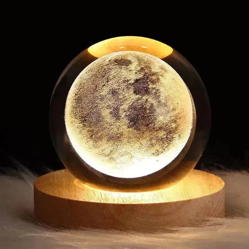 LED Night Light Galaxy Crystal Ball Table Lamp 3D Planet Moon Lamp Bedroom Home Decor For Kids Party Children Birthday Gifts - Velora