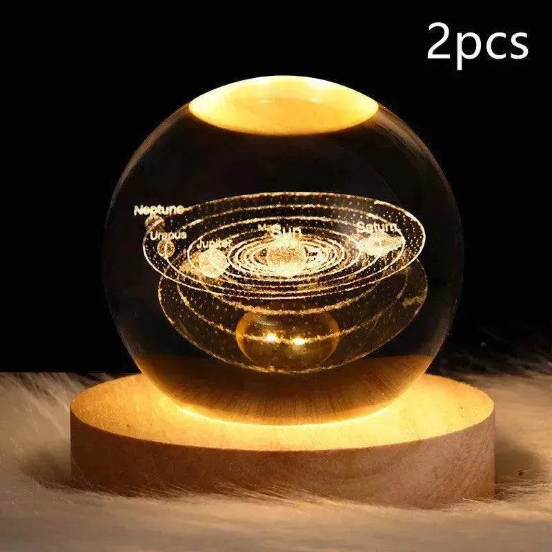 LED Night Light Galaxy Crystal Ball Table Lamp 3D Planet Moon Lamp Bedroom Home Decor For Kids Party Children Birthday Gifts - Velora