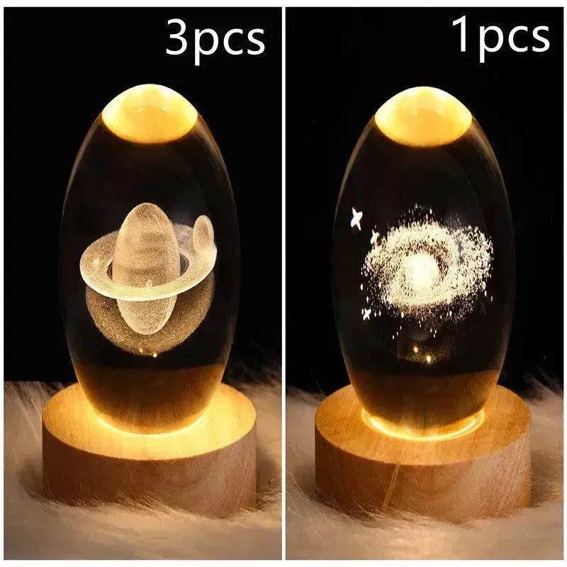 LED Night Light Galaxy Crystal Ball Table Lamp 3D Planet Moon Lamp Bedroom Home Decor For Kids Party Children Birthday Gifts - Velora