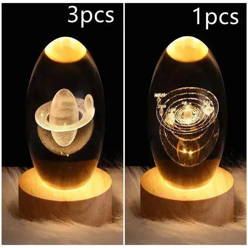 LED Night Light Galaxy Crystal Ball Table Lamp 3D Planet Moon Lamp Bedroom Home Decor For Kids Party Children Birthday Gifts - Velora