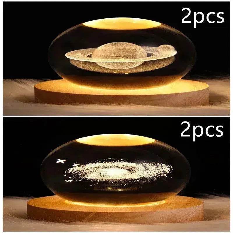 LED Night Light Galaxy Crystal Ball Table Lamp 3D Planet Moon Lamp Bedroom Home Decor For Kids Party Children Birthday Gifts - Velora