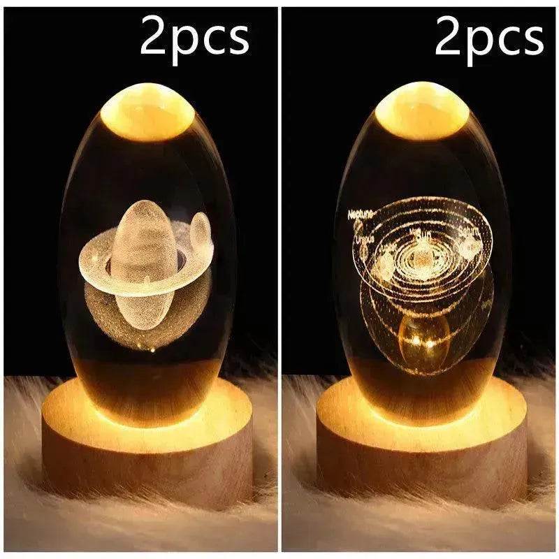 LED Night Light Galaxy Crystal Ball Table Lamp 3D Planet Moon Lamp Bedroom Home Decor For Kids Party Children Birthday Gifts - Velora