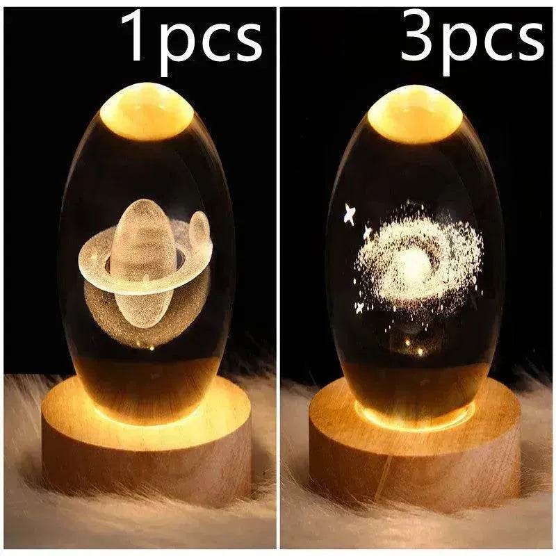 LED Night Light Galaxy Crystal Ball Table Lamp 3D Planet Moon Lamp Bedroom Home Decor For Kids Party Children Birthday Gifts - Velora
