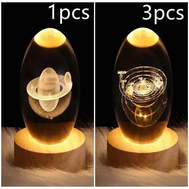 LED Night Light Galaxy Crystal Ball Table Lamp 3D Planet Moon Lamp Bedroom Home Decor For Kids Party Children Birthday Gifts - Velora
