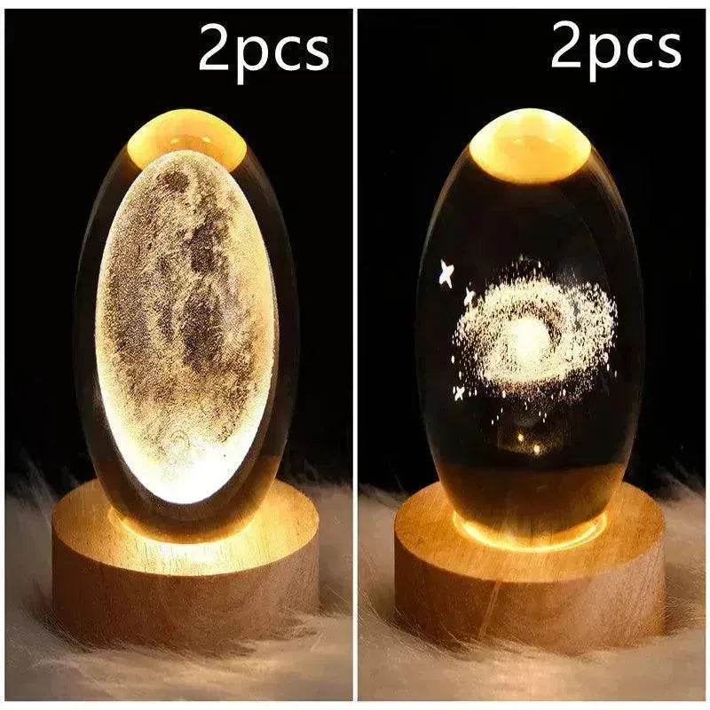 LED Night Light Galaxy Crystal Ball Table Lamp 3D Planet Moon Lamp Bedroom Home Decor For Kids Party Children Birthday Gifts - Velora