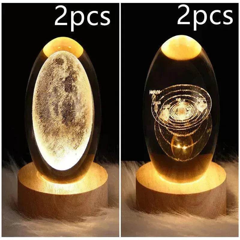 LED Night Light Galaxy Crystal Ball Table Lamp 3D Planet Moon Lamp Bedroom Home Decor For Kids Party Children Birthday Gifts - Velora