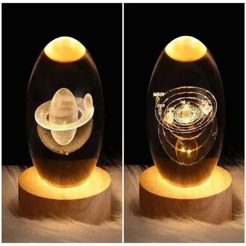 LED Night Light Galaxy Crystal Ball Table Lamp 3D Planet Moon Lamp Bedroom Home Decor For Kids Party Children Birthday Gifts - Velora