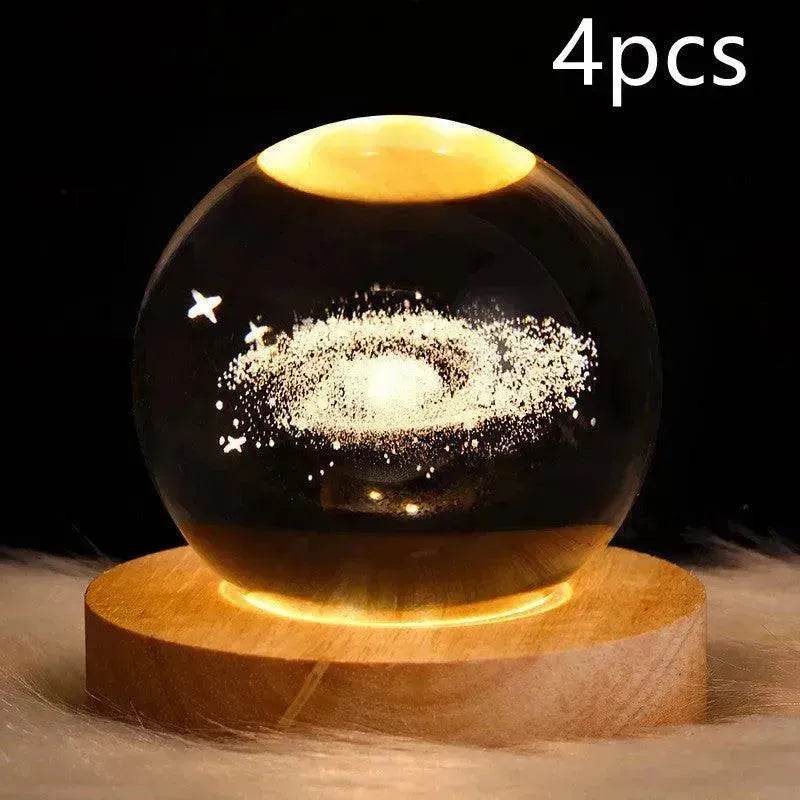 LED Night Light Galaxy Crystal Ball Table Lamp 3D Planet Moon Lamp Bedroom Home Decor For Kids Party Children Birthday Gifts - Velora