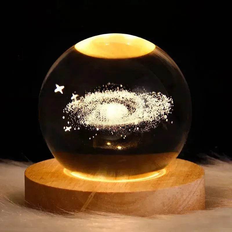 LED Night Light Galaxy Crystal Ball Table Lamp 3D Planet Moon Lamp Bedroom Home Decor For Kids Party Children Birthday Gifts - Velora