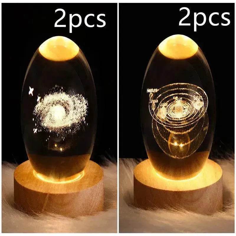 LED Night Light Galaxy Crystal Ball Table Lamp 3D Planet Moon Lamp Bedroom Home Decor For Kids Party Children Birthday Gifts - Velora