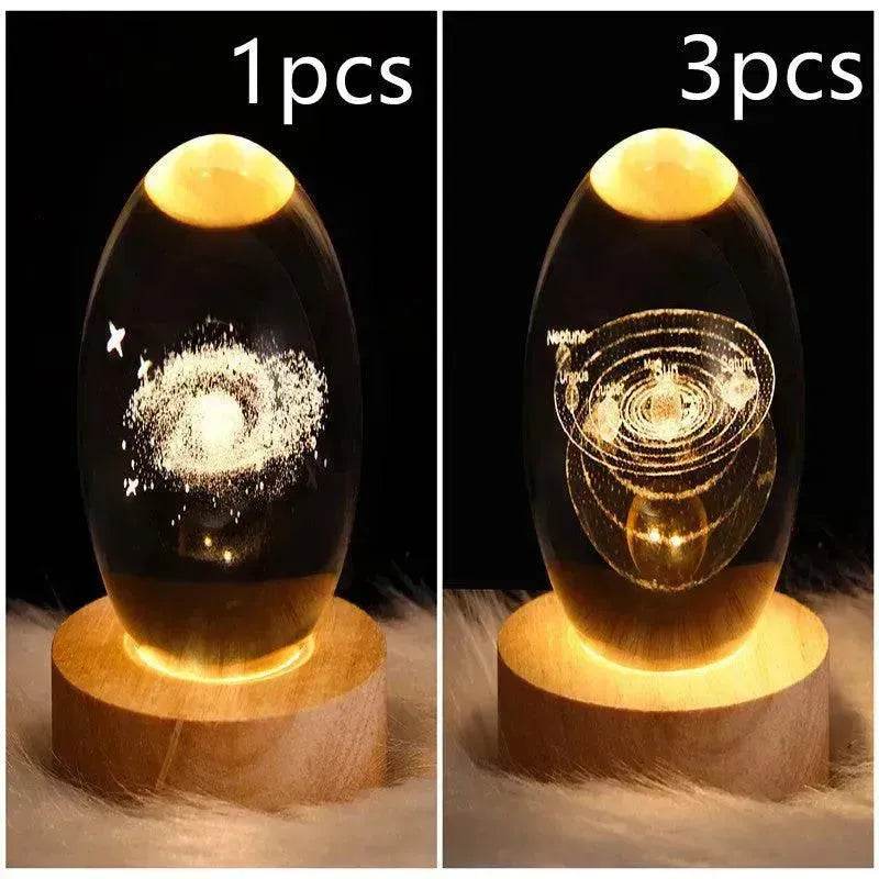 LED Night Light Galaxy Crystal Ball Table Lamp 3D Planet Moon Lamp Bedroom Home Decor For Kids Party Children Birthday Gifts - Velora