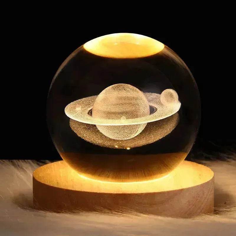 LED Night Light Galaxy Crystal Ball Table Lamp 3D Planet Moon Lamp Bedroom Home Decor For Kids Party Children Birthday Gifts - Velora