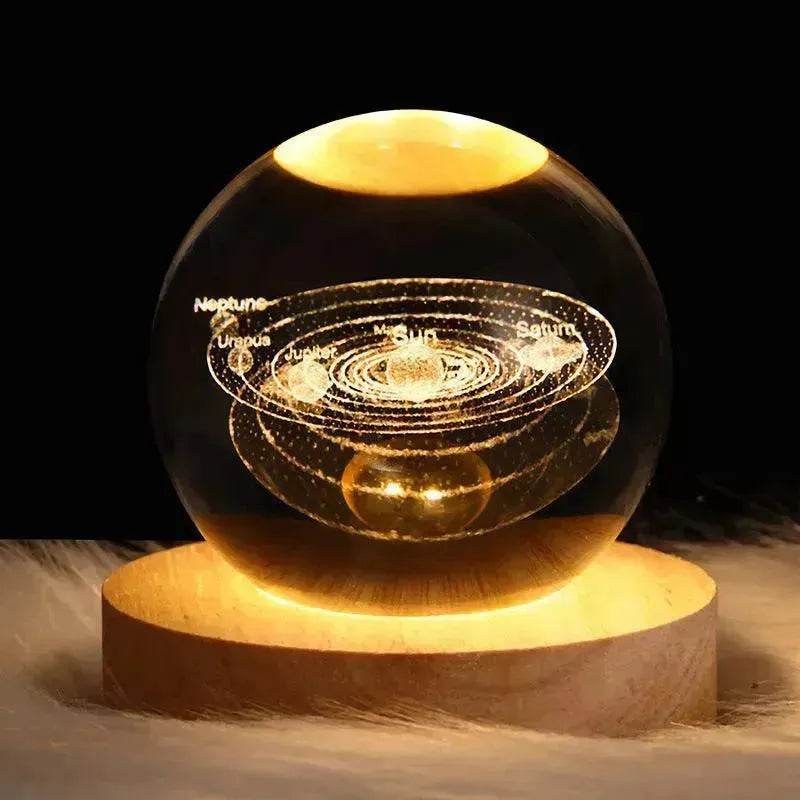 LED Night Light Galaxy Crystal Ball Table Lamp 3D Planet Moon Lamp Bedroom Home Decor For Kids Party Children Birthday Gifts - Velora