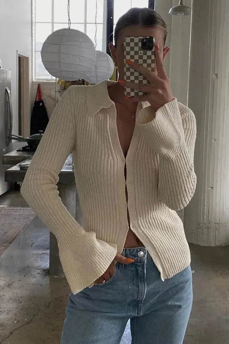 Long Sleeve Top Bell Sleeve Bottoming Casual Street - Velora