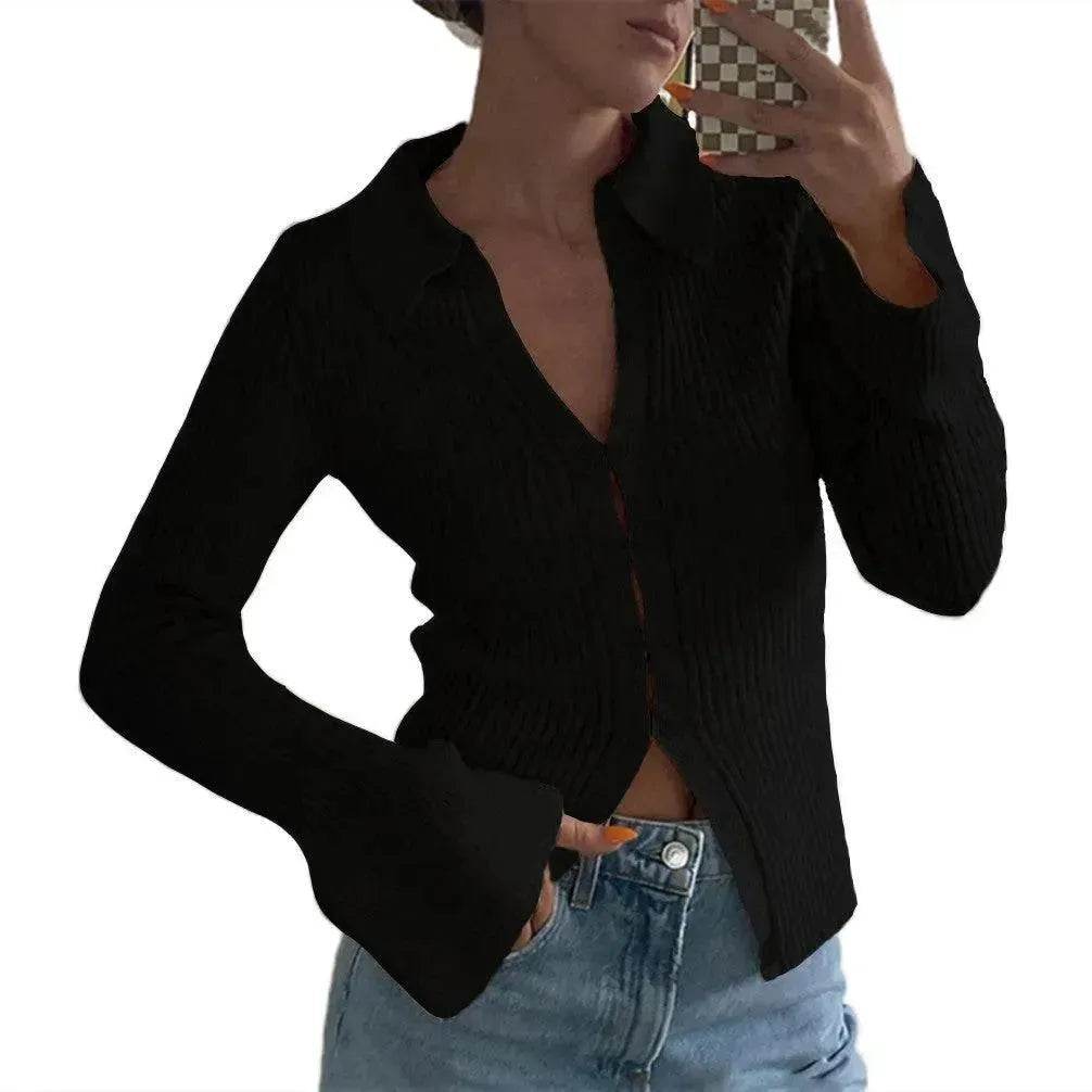 Long Sleeve Top Bell Sleeve Bottoming Casual Street - Velora