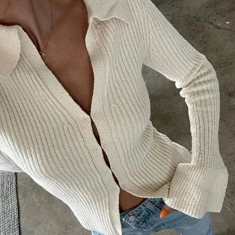 Long Sleeve Top Bell Sleeve Bottoming Casual Street - Velora