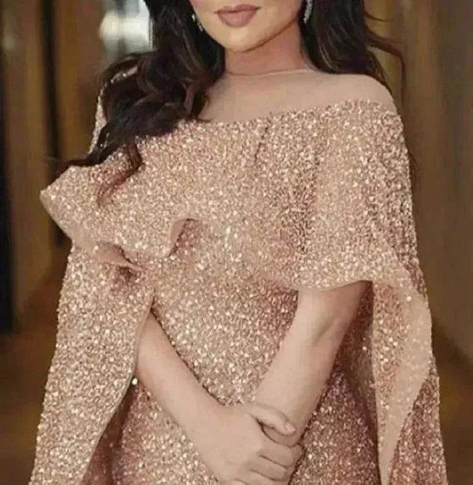 Luxury Mermaid Middle East Arabic Kafan Dubai Gold Mermaid Abiye Evening - Velora