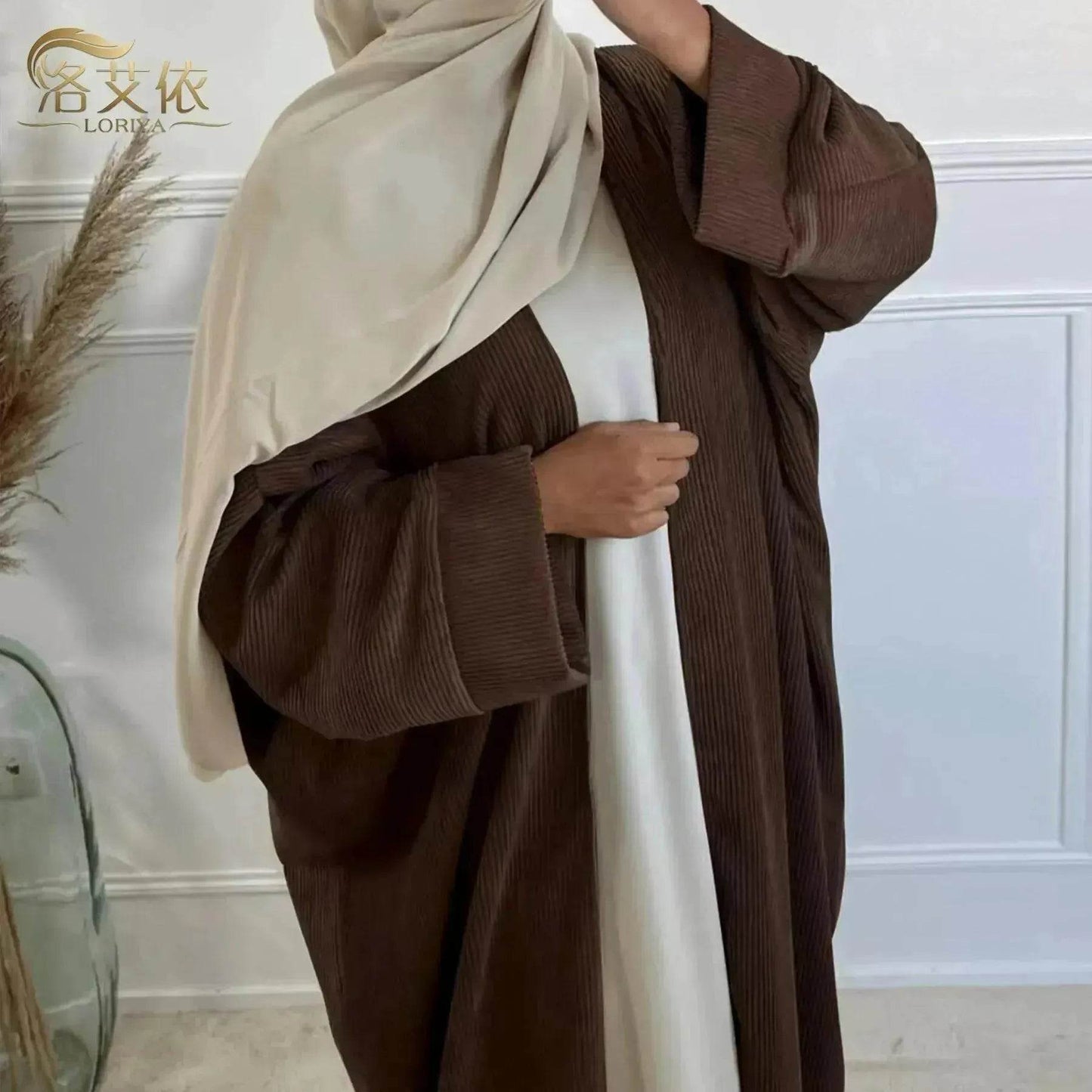 Middle East Dubai Turkey Autumn And Winter Cardigan Dress - Velora