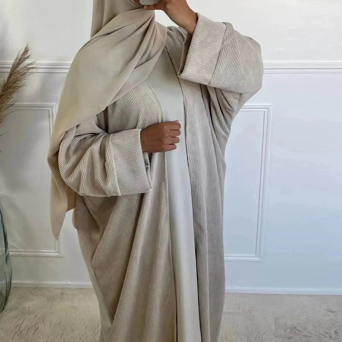 Middle East Dubai Turkey Autumn And Winter Cardigan Dress - Velora