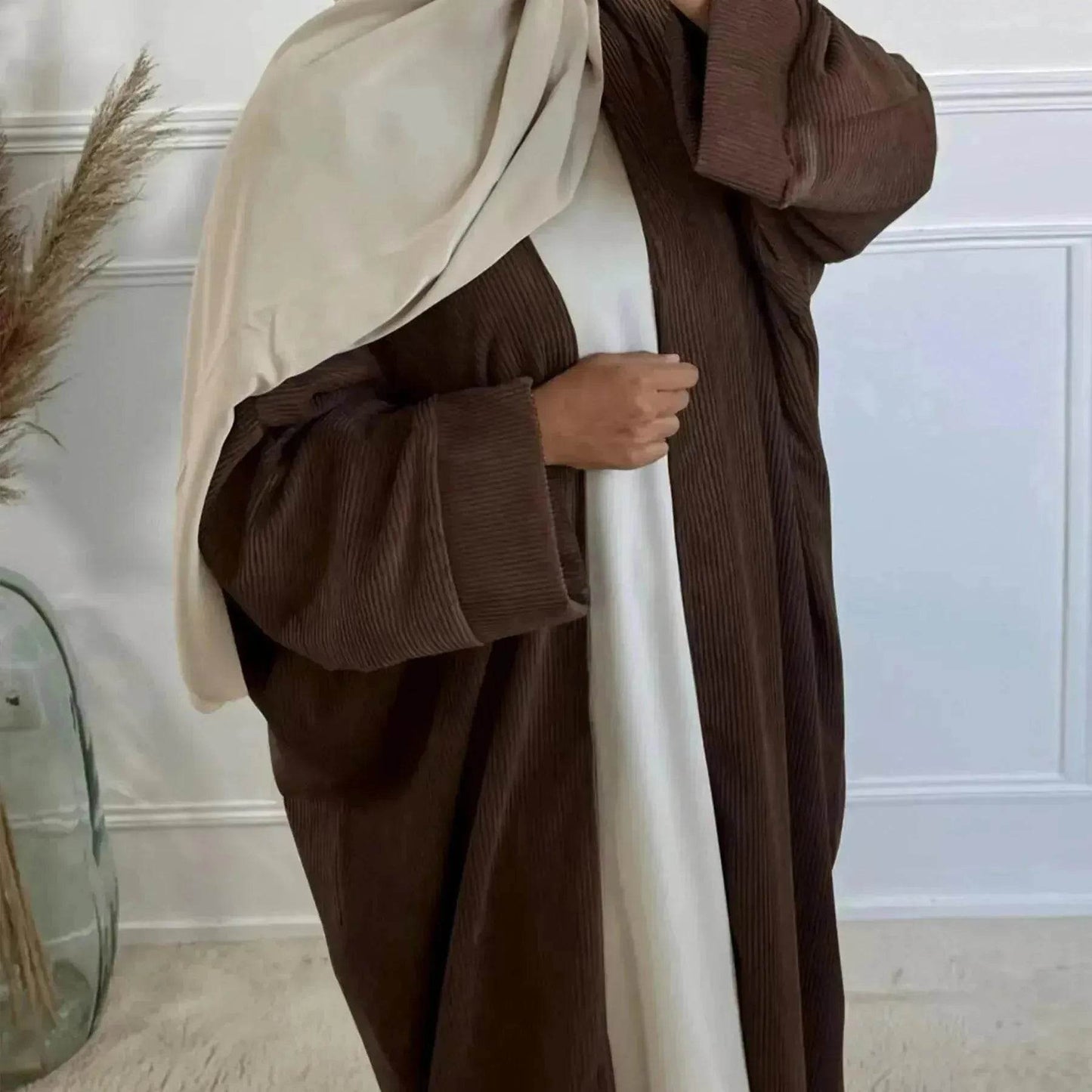 Middle East Dubai Turkey Autumn And Winter Cardigan Dress - Velora