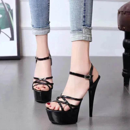 Model High Heels Charming Buckle Women's Shoes 15cm Stiletto - Velora