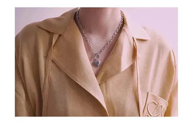 Personalized Thick Chain Ins Wind Love Clavicle Necklace Choker Niche Design Trend Necklace For Women - Velora