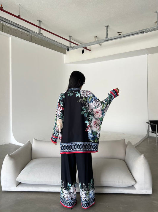 Printed Top with Wide Leg Pants - Velora