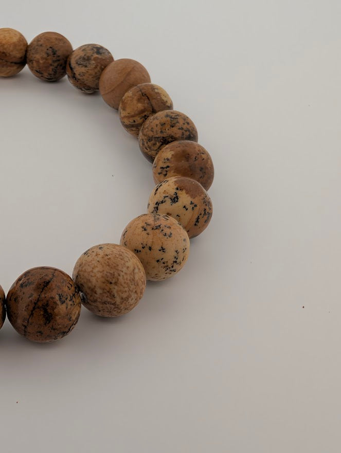 Picture Jasper Bracelet — 8mm Round Beads