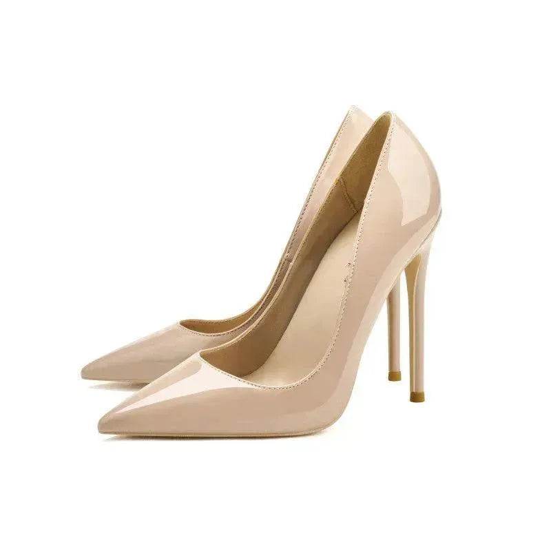Pointed Toe Stiletto High Heels Size Patent Leather Single Shoes - Velora