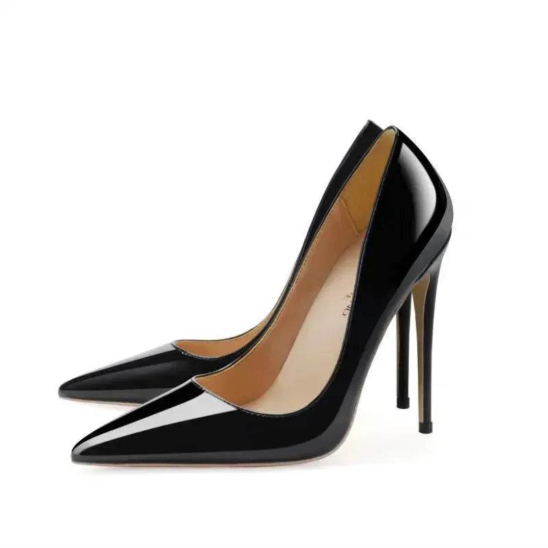 Pointed Toe Stiletto High Heels Size Patent Leather Single Shoes - Velora
