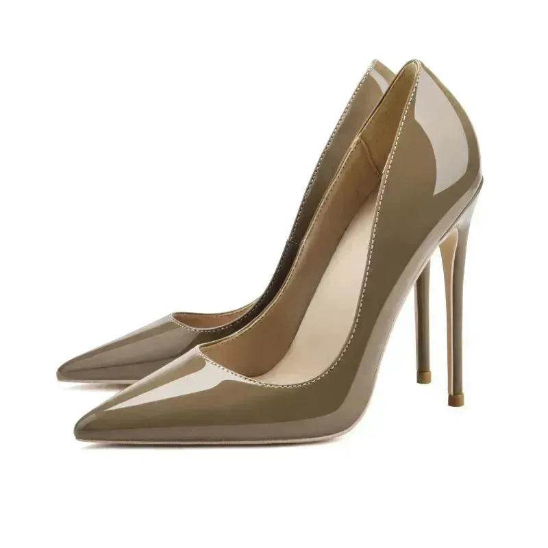 Pointed Toe Stiletto High Heels Size Patent Leather Single Shoes - Velora