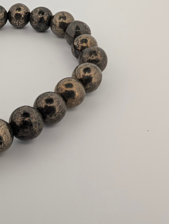 Pyrite Bracelet — 8mm Round Beads