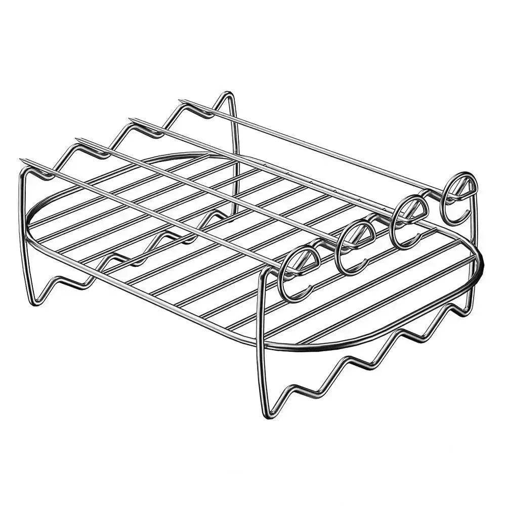 Rectangular Four-corner G-shaped BBQ Sticks Double Layer Stainless Steel Barbecue Grill Cross-border Foreign Trade - Velora