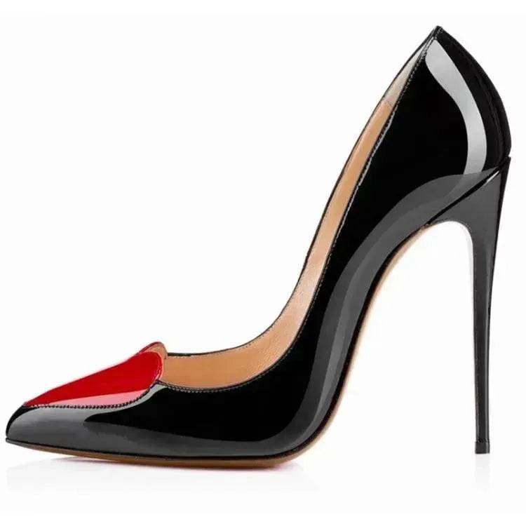 Red Love Pointed High Heels Stiletto Pumps Single Shoes - Velora