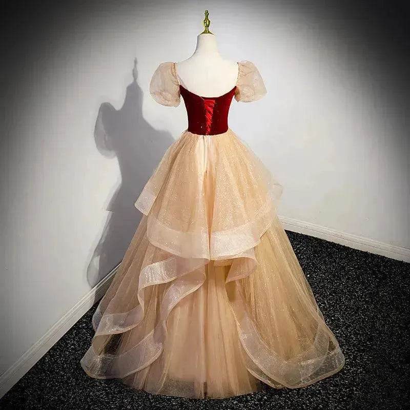 Red Wedding Dress French Princess Pettiskirt Gown - Velora