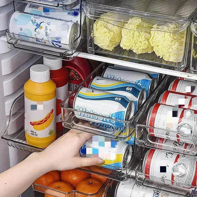 Refrigerator Beverage Storage Box Double-layer Self-rolling Kitchen Storage Rack - Velora