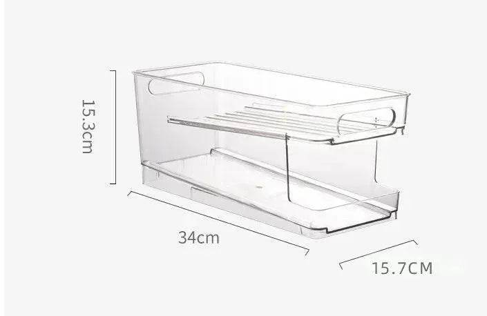 Refrigerator Beverage Storage Box Double-layer Self-rolling Kitchen Storage Rack - Velora