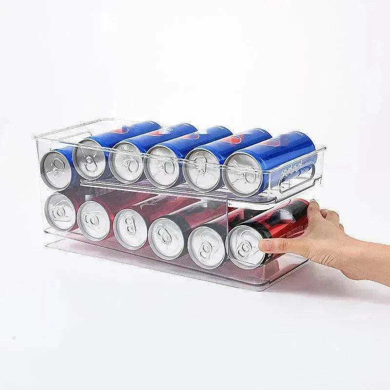 Refrigerator Beverage Storage Box Double-layer Self-rolling Kitchen Storage Rack - Velora