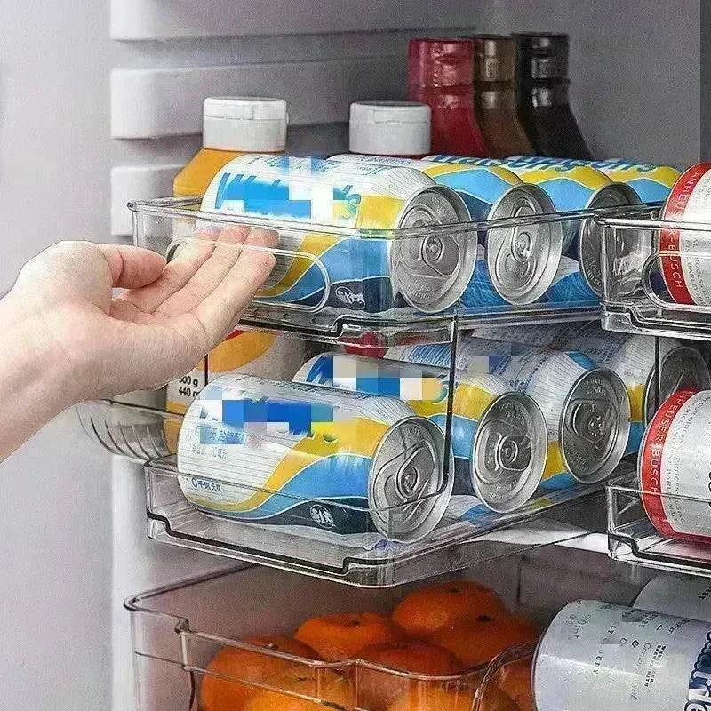 Refrigerator Beverage Storage Box Double-layer Self-rolling Kitchen Storage Rack - Velora