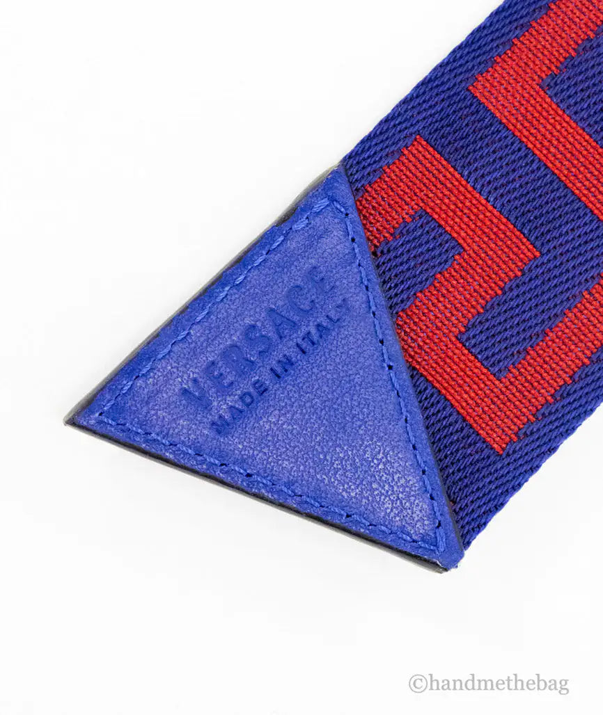 Versace Lapis & Scarlet Greek Key Belt