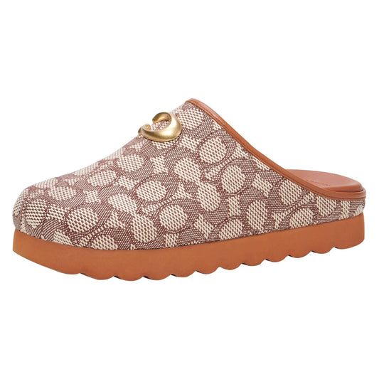 Coach Womens Hadley Signature Jacquard Slipper Cocoa/Burnished Amber 6