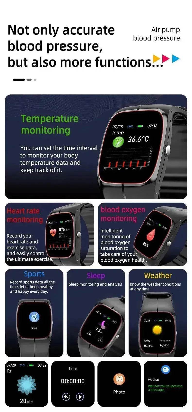 Smart Watch P20 Blood Oxygen Blood Pressure Heart Rate Monitoring