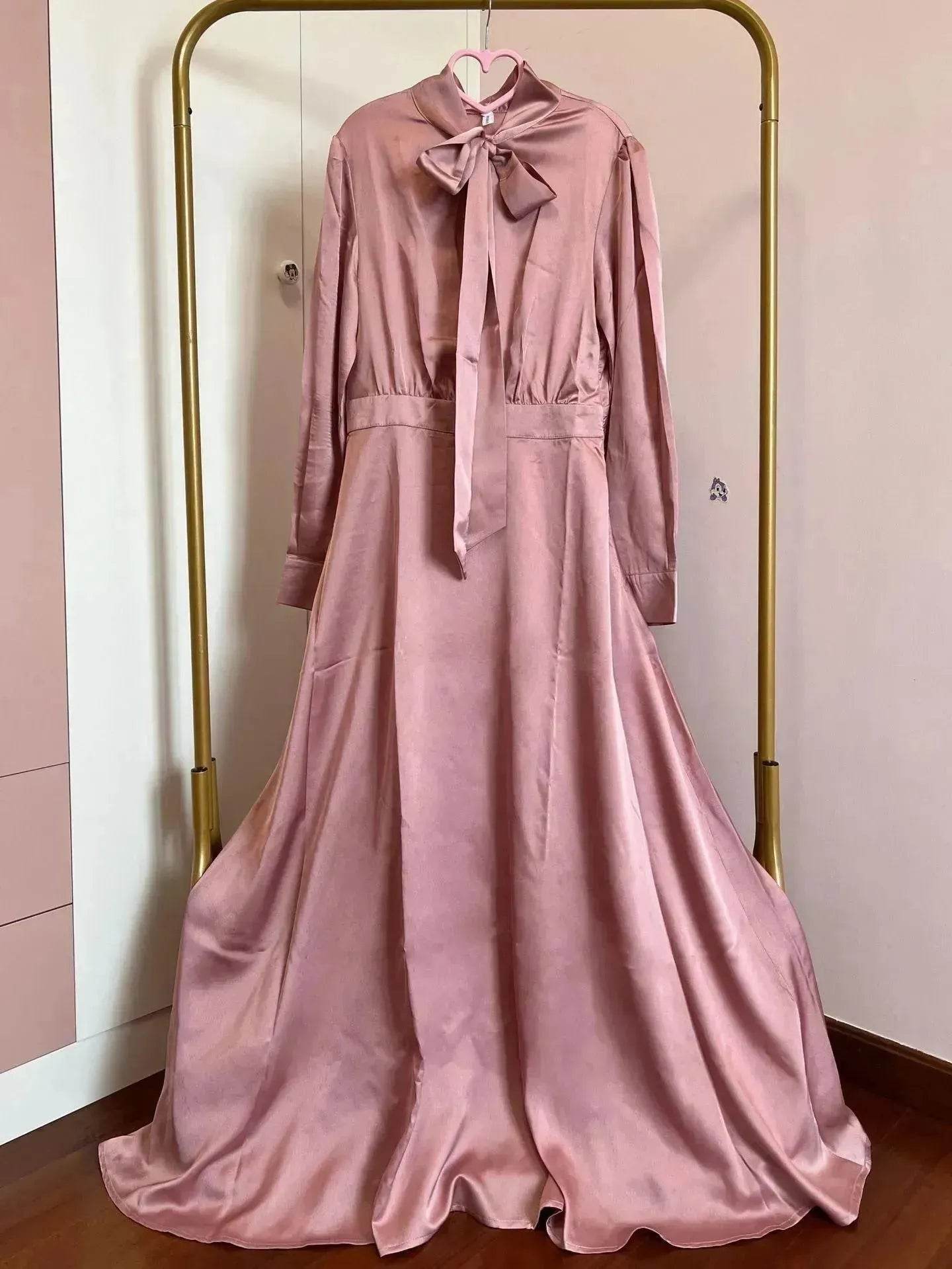 Satin Abaya Dress for Beautiful Muslim Arab Dubai Turkey Middle Eastern Women Party Abaya - Velora