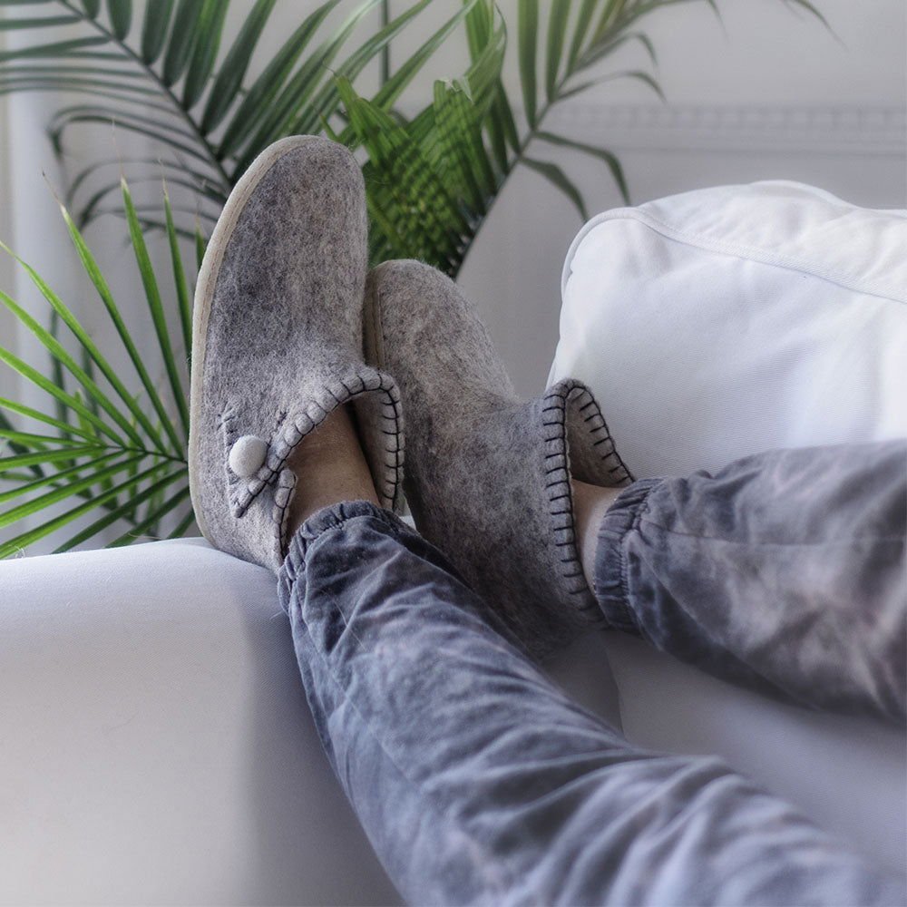 The Daisy - Grey with Leather - Velora Luxury Fashion