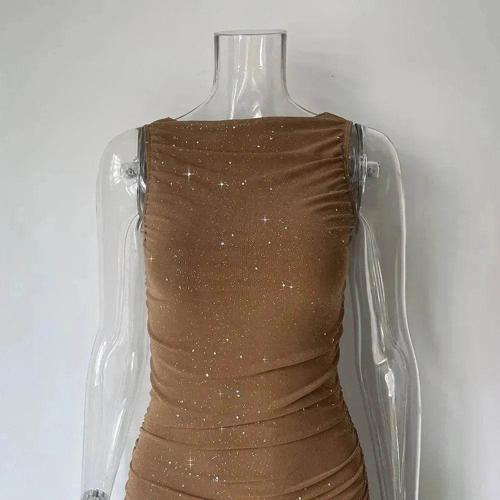 Tight Side Slit Pleated Party Party Dress Women