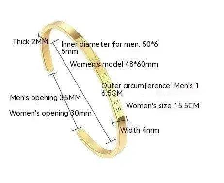 Titanium Steel Open-end Engraved Fashion Bracelet for Women - Velora